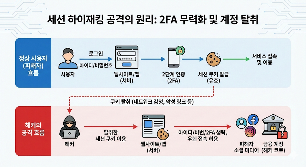 세션 하이재킹 공격의 원리(다이어그램)
